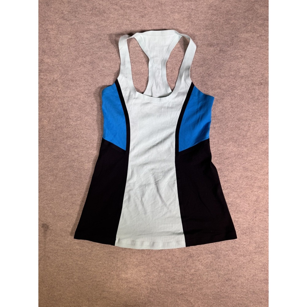 Lululemon Cool Racerback Tank Top Womens Blue White‎ Colorblock Moisture Wicking